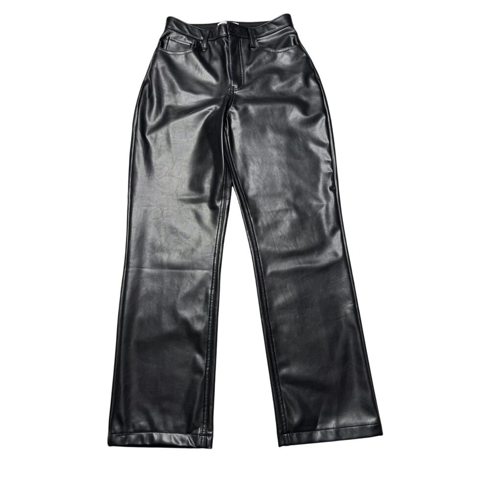 Abercrombie Curve Love 90s Straight Vegan Black Leather Pants Womens 27 4S